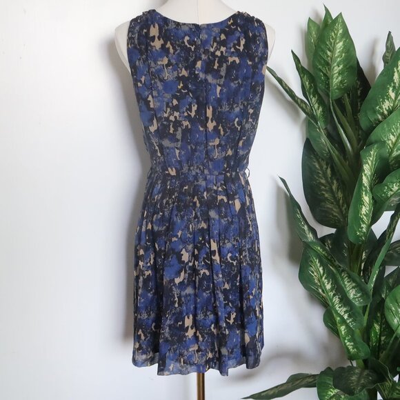 Charlotte Ronson Blue Abstract Print Silk Chiffon Sleeveless Flowy Dress Size 2 - Picture 7 of 13